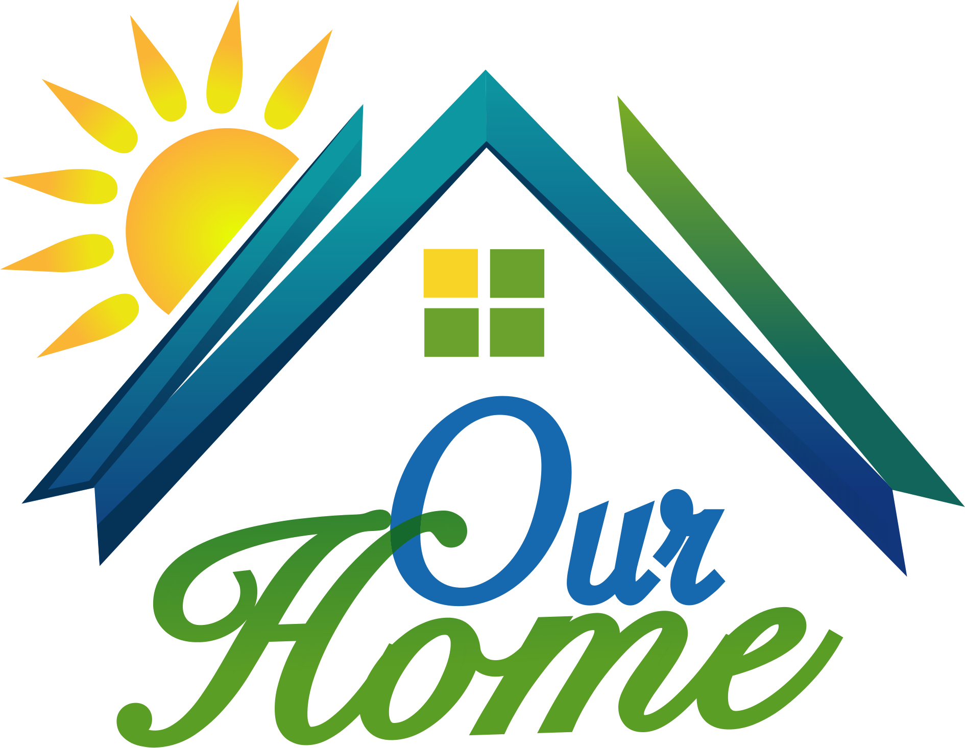 Our Home logo — house, sun, and the words Our Home